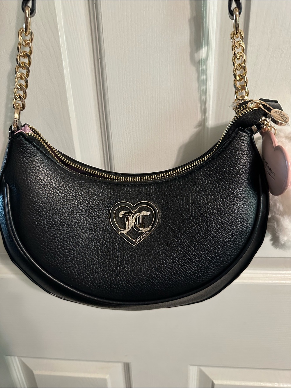 Juicy Couture Black Mini Crescent Bag with Gold Chain